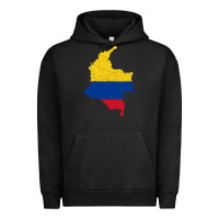 Pigment Black colombia Flag Map Drawing Line Art Urban Hoodie - linhVisuals
