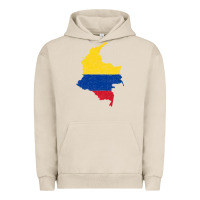 Pigment French Oak colombia Flag Map Drawing Line Art Urban Hoodie - linhVisuals