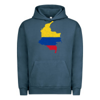 Pigment Midnight Navy colombia Flag Map Drawing Line Art Urban Hoodie - linhVisuals
