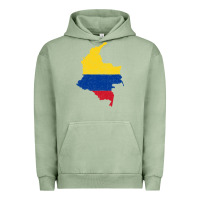 Pigment Oil Green colombia Flag Map Drawing Line Art Urban Hoodie - linhVisuals