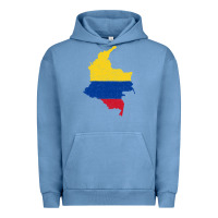 Pigment Pebble Blue colombia Flag Map Drawing Line Art Urban Hoodie - linhVisuals
