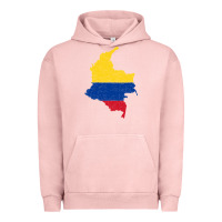 Pigment Salmon colombia Flag Map Drawing Line Art Urban Hoodie - linhVisuals