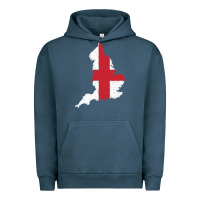 Pigment Midnight Navy england Flag Map Drawing Line Art Urban Hoodie - linhVisuals