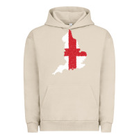 Pigment French Oak england Flag Map Drawing Line Art Urban Hoodie - linhVisuals