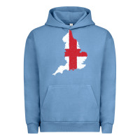 Pigment Pebble Blue england Flag Map Drawing Line Art Urban Hoodie - linhVisuals