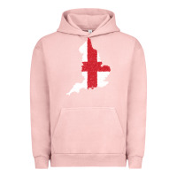 Pigment Salmon england Flag Map Drawing Line Art Urban Hoodie - linhVisuals