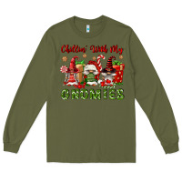 Army Green Chillin' With My Gnomies Long Sleeve Tee - FaDigitalArtStudio
