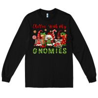 Black Chillin' With My Gnomies Long Sleeve Tee - FaDigitalArtStudio