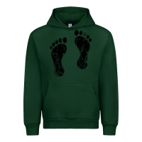 Forest Green 70's footprints   footprint Urban Hoodie - linhVisuals