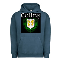 Pigment Midnight Navy collins family irish coat of arms Urban Hoodie - linhVisuals