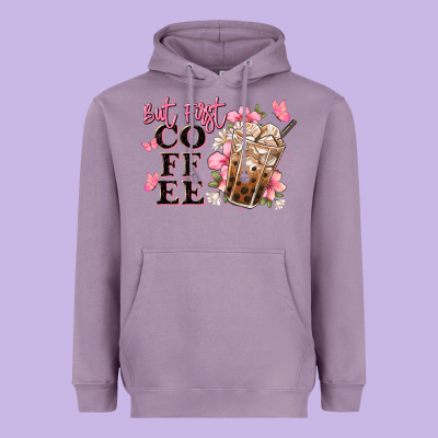 But First Coffee Floral Heavyweight Hoodie Designed By Jahusdesignshop