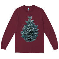 Burgundy Colorado Blue Spruce Long Sleeve Tee - RanaPortraitStore