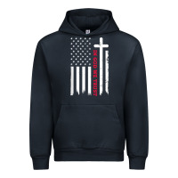 Navy in god we trust with patriotic vintage american flag t shirt Urban Hoodie - linhVisuals