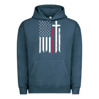 Pigment Midnight Navy in god we trust with patriotic vintage american flag t shirt Urban Hoodie - linhVisuals