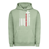 Pigment Oil Green in god we trust with patriotic vintage american flag t shirt Urban Hoodie - linhVisuals