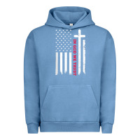Pigment Pebble Blue in god we trust with patriotic vintage american flag t shirt Urban Hoodie - linhVisuals