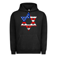 Pigment Black hanukah american flag star of david   jewish chanukah t shirt Urban Hoodie - linhVisuals