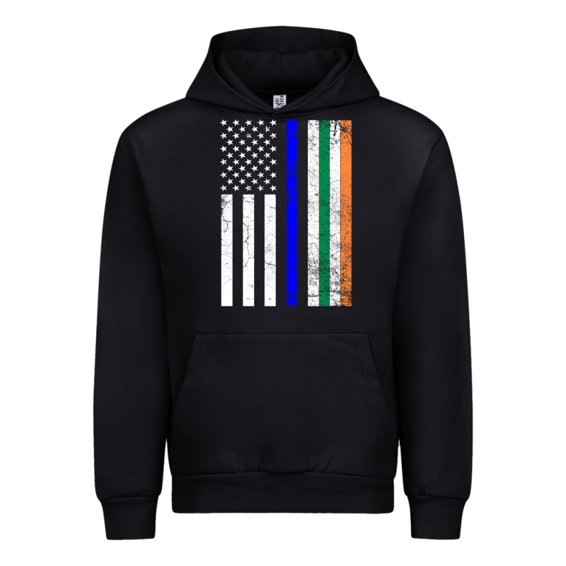 Irish American Flag Thin Blue Line Police St. Patrick's Day Long Sleev Urban Hoodie by linhVisuals | Teevron