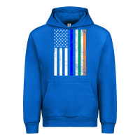 Cobalt irish american flag thin blue line police st. patrick's day long sleev Urban Hoodie - linhVisuals