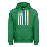 Emerald irish american flag thin blue line police st. patrick's day long sleev Urban Hoodie - linhVisuals