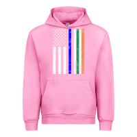 Fuchsia Pink irish american flag thin blue line police st. patrick's day long sleev Urban Hoodie - linhVisuals