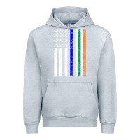 Heather Grey irish american flag thin blue line police st. patrick's day long sleev Urban Hoodie - linhVisuals
