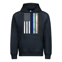 Navy irish american flag thin blue line police st. patrick's day long sleev Urban Hoodie - linhVisuals