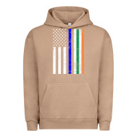 Pigment Burro irish american flag thin blue line police st. patrick's day long sleev Urban Hoodie - linhVisuals