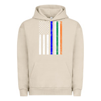 Pigment French Oak irish american flag thin blue line police st. patrick's day long sleev Urban Hoodie - linhVisuals