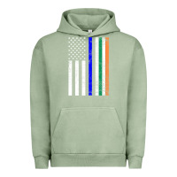 Pigment Oil Green irish american flag thin blue line police st. patrick's day long sleev Urban Hoodie - linhVisuals