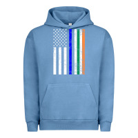 Pigment Pebble Blue irish american flag thin blue line police st. patrick's day long sleev Urban Hoodie - linhVisuals