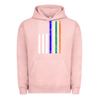 Pigment Salmon irish american flag thin blue line police st. patrick's day long sleev Urban Hoodie - linhVisuals