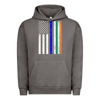 Pigment Tornado irish american flag thin blue line police st. patrick's day long sleev Urban Hoodie - linhVisuals