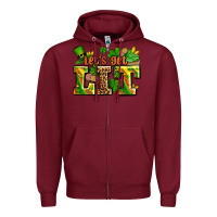 Burgundy st patricks lets get lit Zipper Hoodie - AdoDesignShop