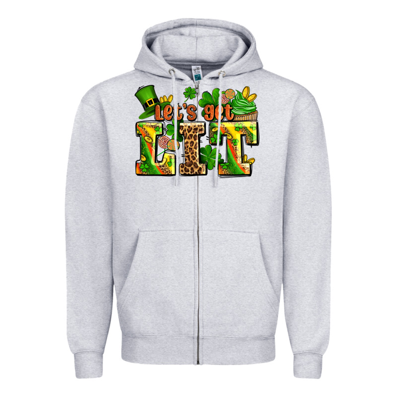 St Patricks Lets Get Lit Zipper Hoodie by AdoDesignShop | Teevron