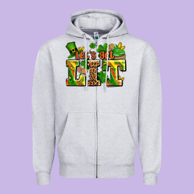 St Patricks Lets Get Lit Zipper Hoodie Designed By Adodesignshop