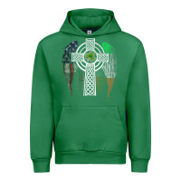 Emerald irish american usa flag celtic cross st patrick's day premium t shirt Urban Hoodie - linhVisuals