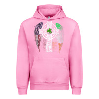Fuchsia Pink irish american usa flag celtic cross st patrick's day premium t shirt Urban Hoodie - linhVisuals