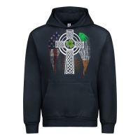 Navy irish american usa flag celtic cross st patrick's day premium t shirt Urban Hoodie - linhVisuals