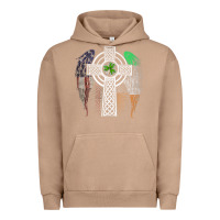Pigment Burro irish american usa flag celtic cross st patrick's day premium t shirt Urban Hoodie - linhVisuals