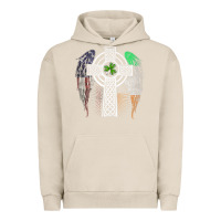 Pigment French Oak irish american usa flag celtic cross st patrick's day premium t shirt Urban Hoodie - linhVisuals