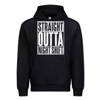 Black straight outta night shift Urban Hoodie - linhVisuals