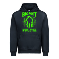Navy bigfoot believer t  shirt bigfoot doesnt believe in you either t  shir Urban Hoodie - linhVisuals
