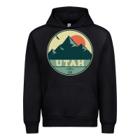 Black utah retro mountain badge Urban Hoodie - linhVisuals
