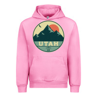 Utah Retro Mountain Badge Urban Hoodie | Teevron