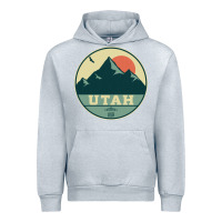 Heather Grey utah retro mountain badge Urban Hoodie - linhVisuals