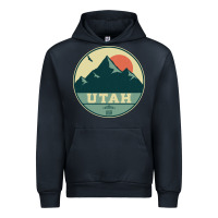 Navy utah retro mountain badge Urban Hoodie - linhVisuals