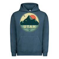 Pigment Midnight Navy utah retro mountain badge Urban Hoodie - linhVisuals