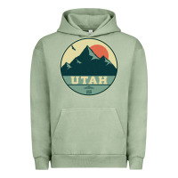 Pigment Oil Green utah retro mountain badge Urban Hoodie - linhVisuals