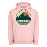 Pigment Salmon utah retro mountain badge Urban Hoodie - linhVisuals